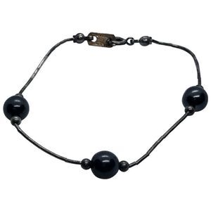 Stunning Vintage Sterling Silver 7" Faux Pearl (Glass) Bracelet Signed SFY